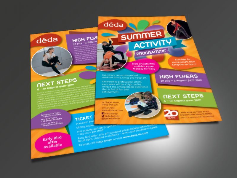 Déda Summer Activity programme  Leaflets &#038; Flyers deda Summer Activity A5 800x600