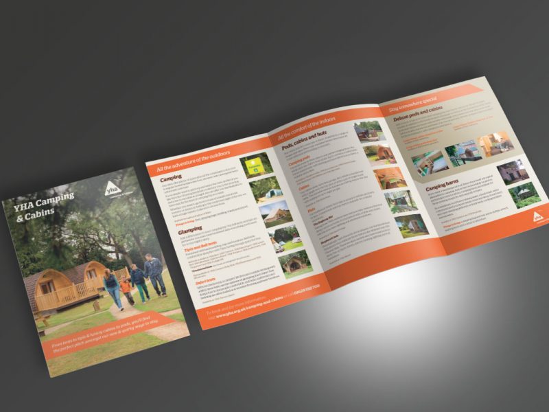 YHA Camping & Cabins Leaflet A5  Leaflets &#038; Flyers YHA Camping Cabins Leaflet 800x600